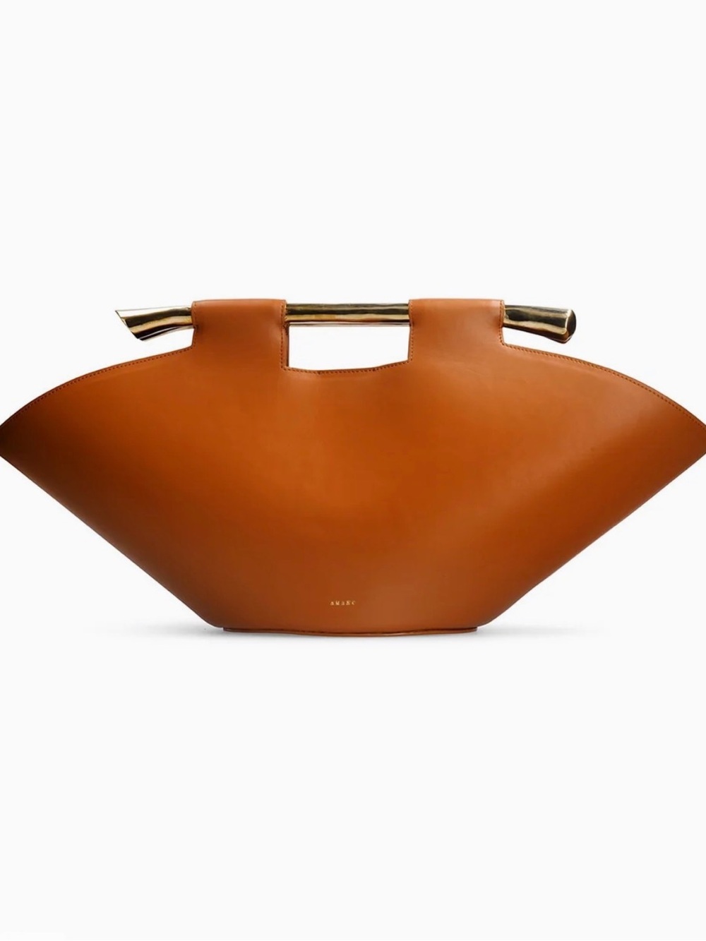 AMANU Leather Satchel with Gold Top Handle